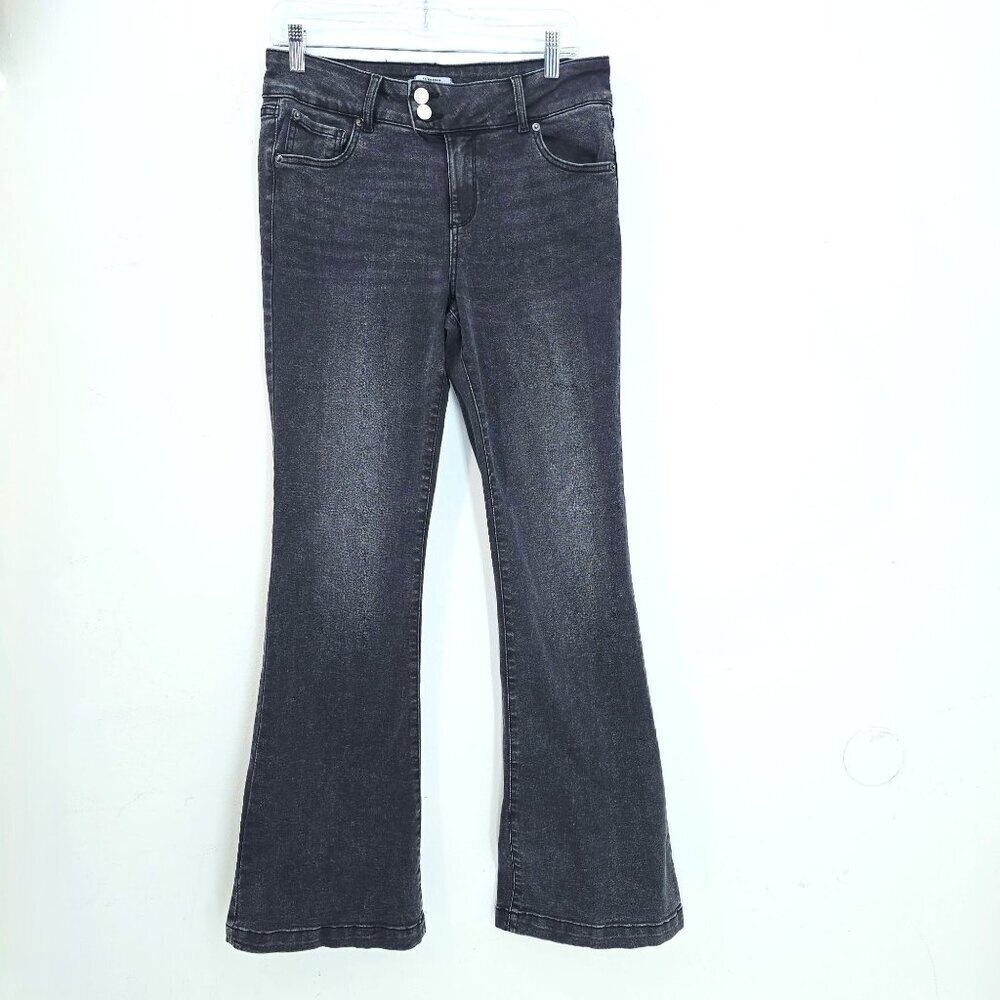 Refuge Denim Black 90s Y2K Washed High Rise Flared Denim Jeans Teens Size 9